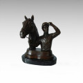 Bustes En Laiton Statue Horsemanship Décor Bronze Sculpture Tpy-785